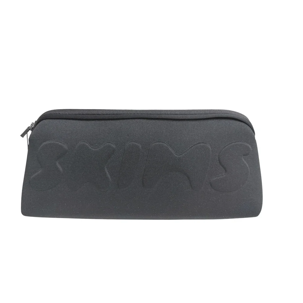 NWT SKIMS Neoprene Makeup Bag Womens OS Onyx Black Embossed Logo Pouch NWT